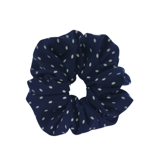 Blue and white dots  scrunchie
